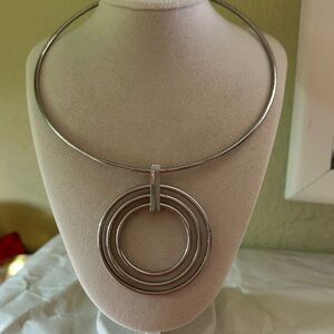Chic Silver Triple Circle Necklace